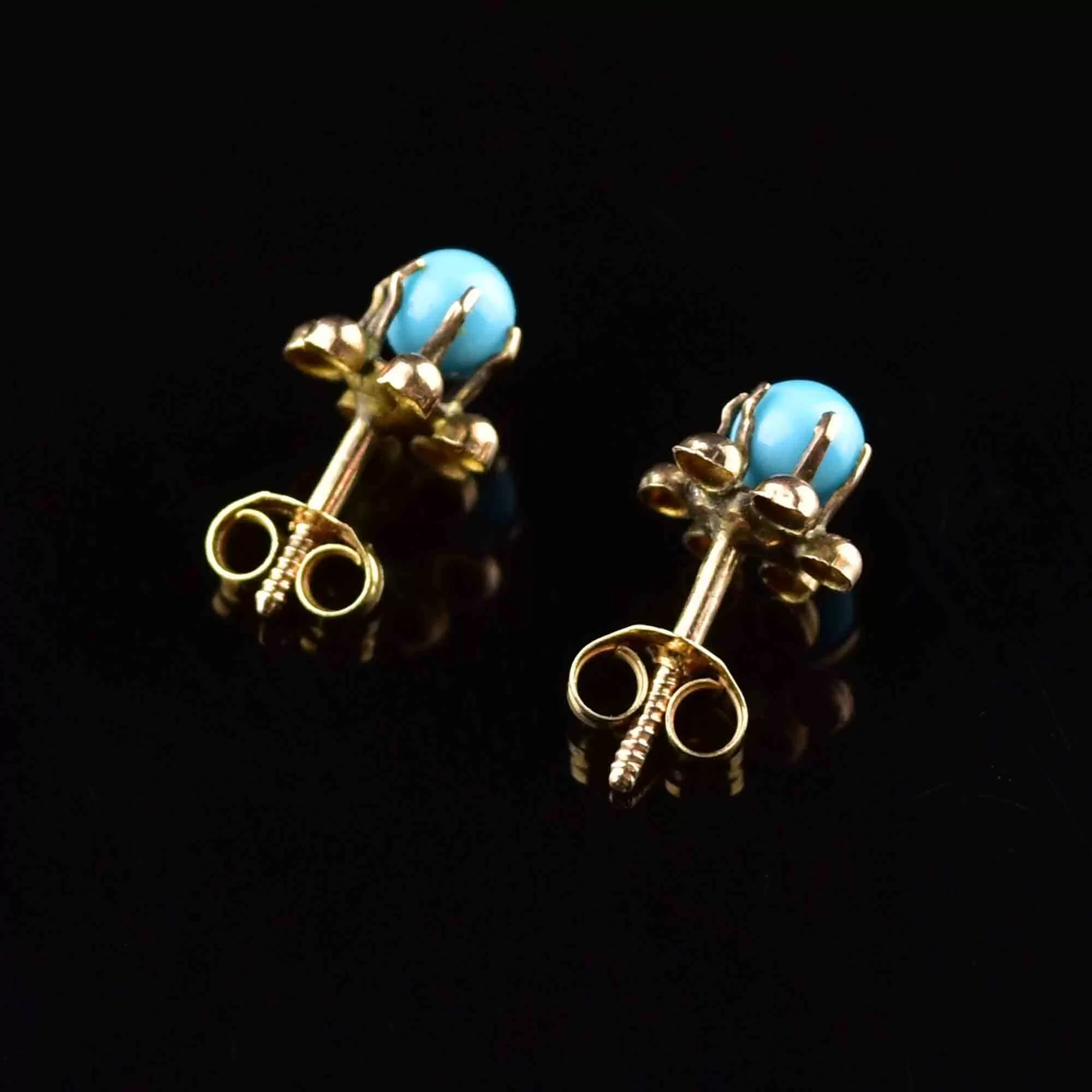 10K Rose Gold Sleeping Beauty Turquoise Stud Earrings