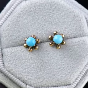 10K Rose Gold Sleeping Beauty Turquoise Stud Earrings