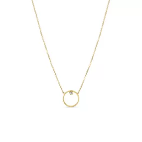 14k Circle Prong Diamond Necklace