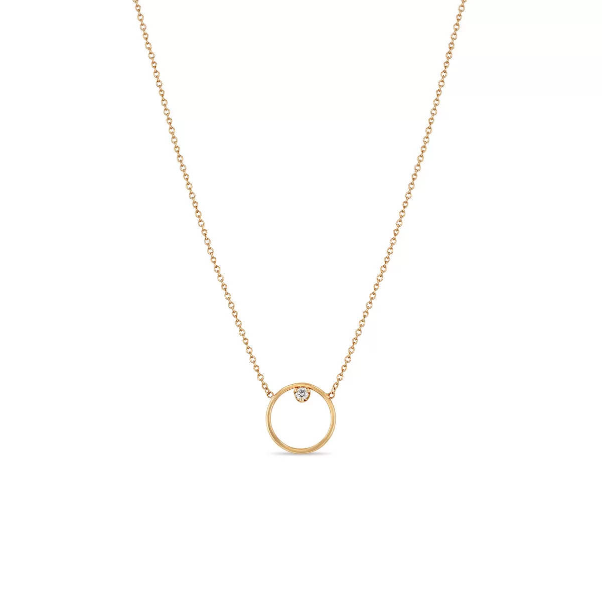 14k Circle Prong Diamond Necklace