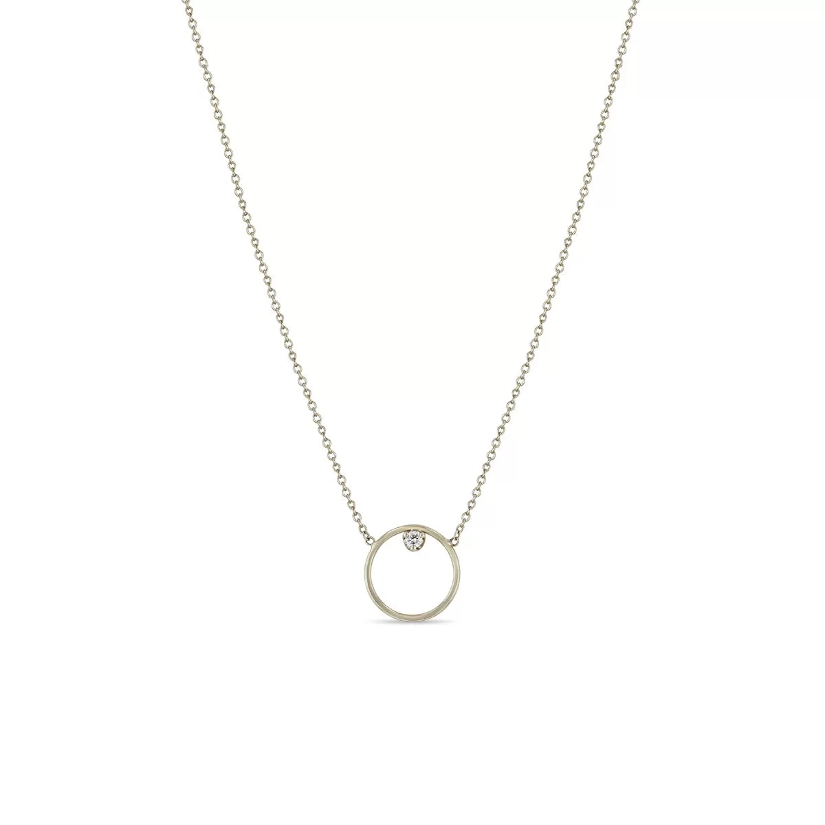 14k Circle Prong Diamond Necklace