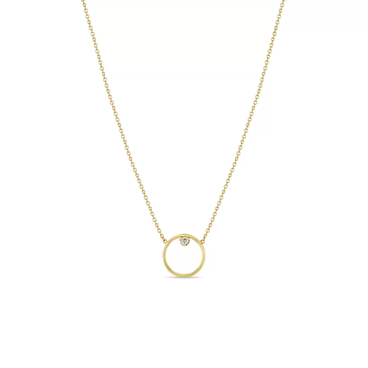 14k Circle Prong Diamond Necklace