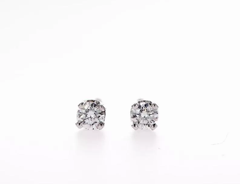 14K Gold Round Diamond Stud Earrings (0.10Ctw)