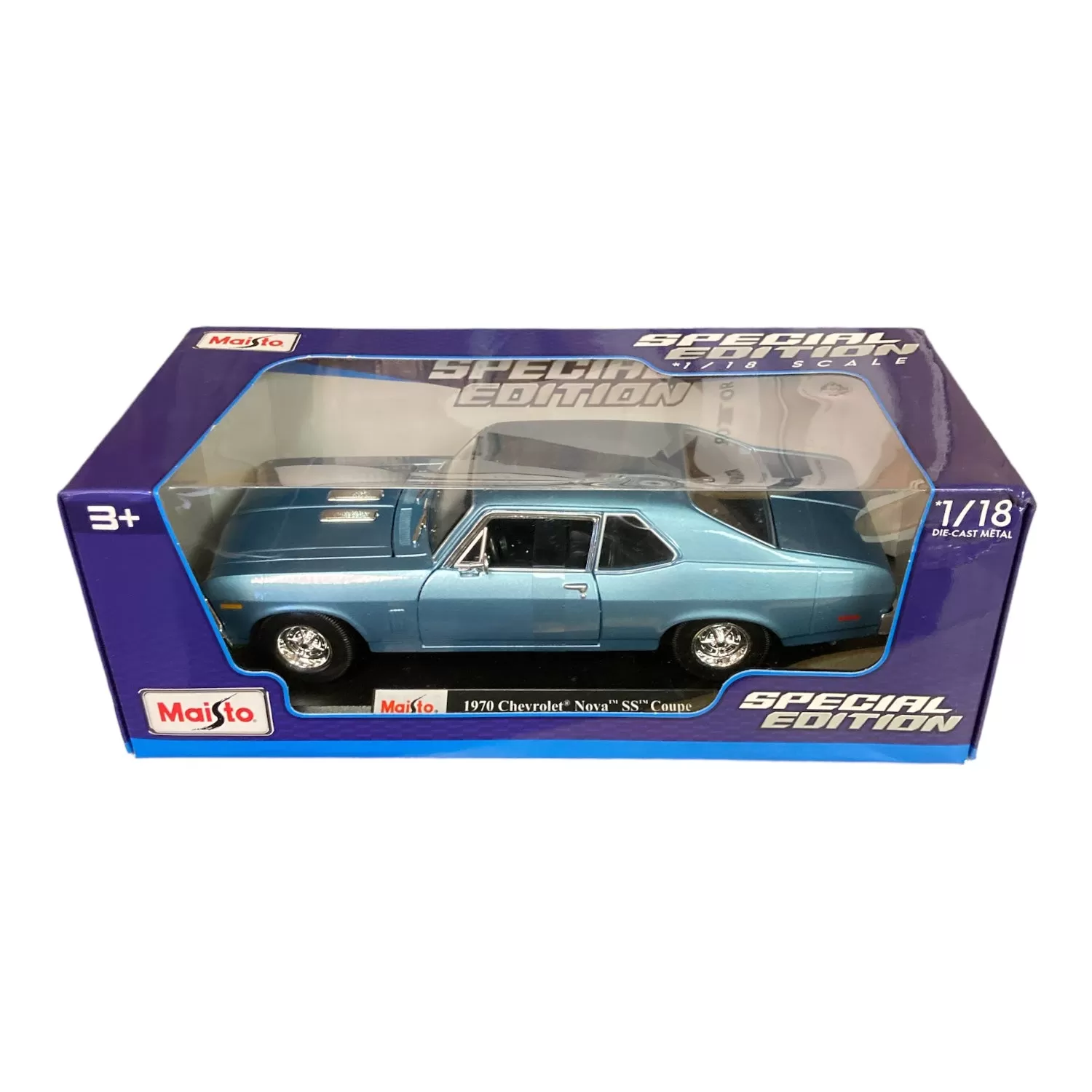 1970 Chevrolet Nova SS Coupe - Blue 1:18 Scale Diecast Replica Model