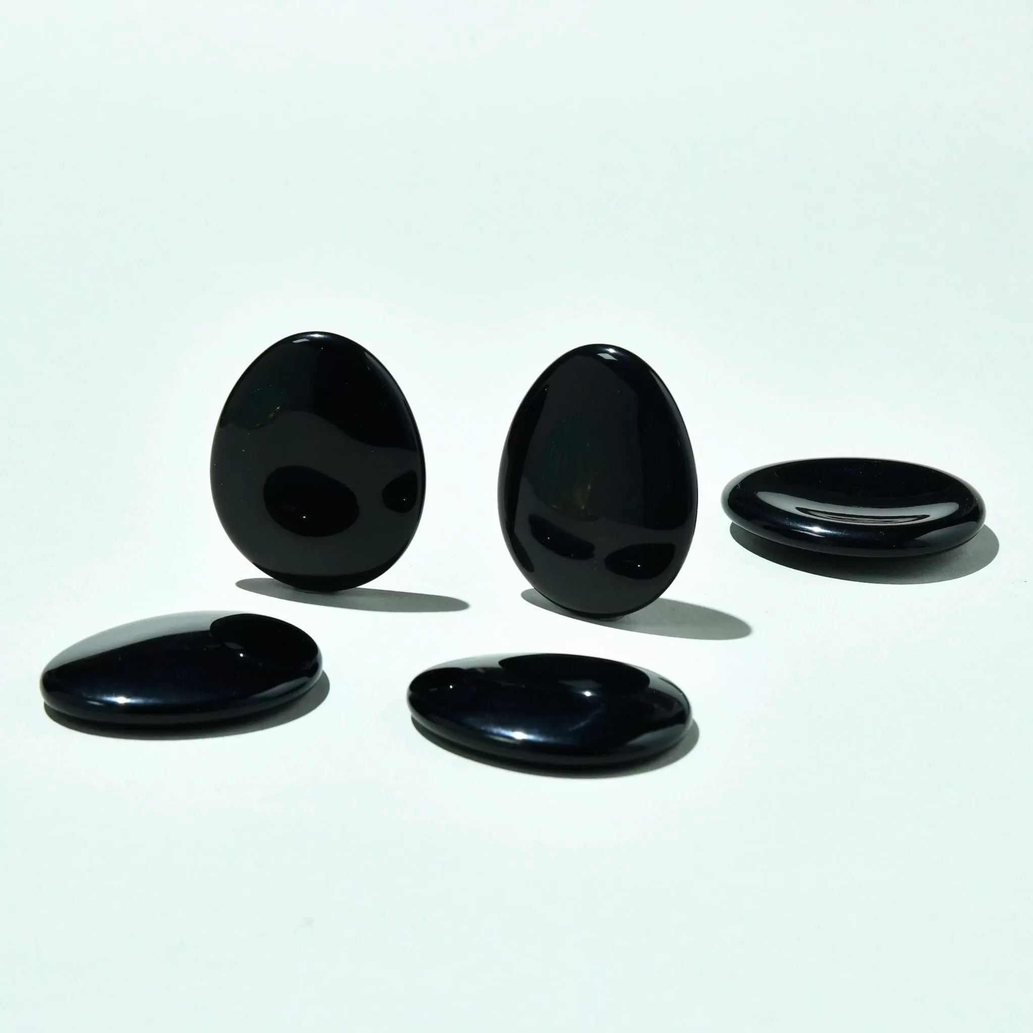 2 Obsidian Worry Stone Natural Gemstone Carving