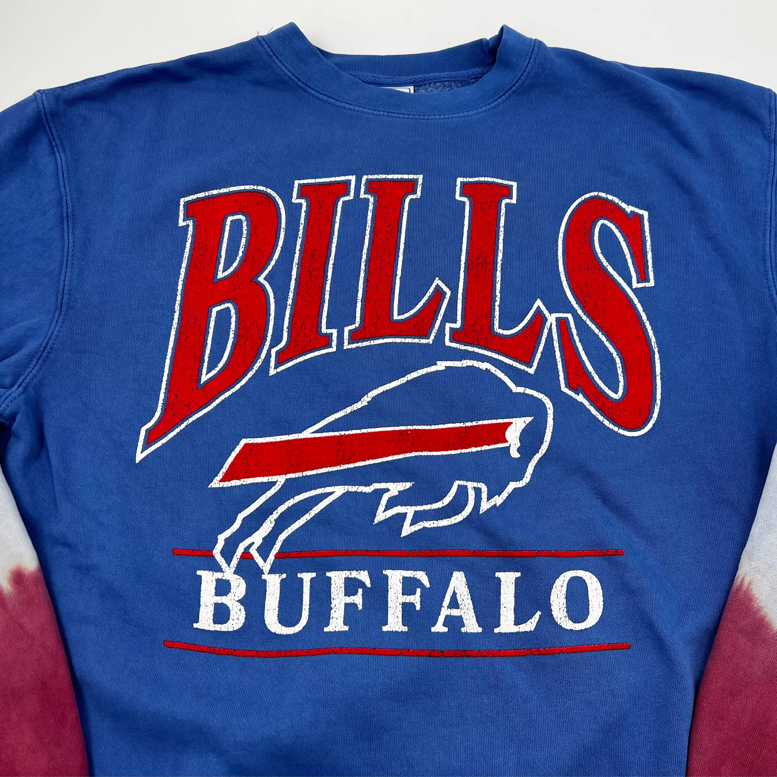 '47 Brand Buffalo Bills Cadet Blue With Tie Dye Sleeves Crewneck