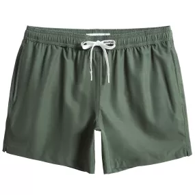 5.5 Inch Inseam Stretch Solid Green Swim Trunks