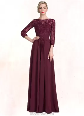 Alessandra A-Line Scoop Neck Floor-Length Chiffon Lace Mother of the Bride Dress With Ruffle Beading Sequins STK126P0014792