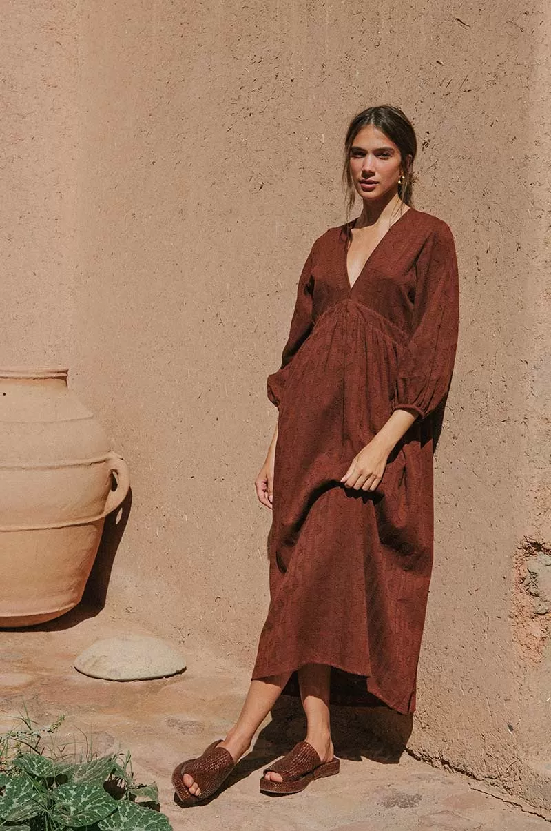 ALMA Midi Dress - chocolate cotton