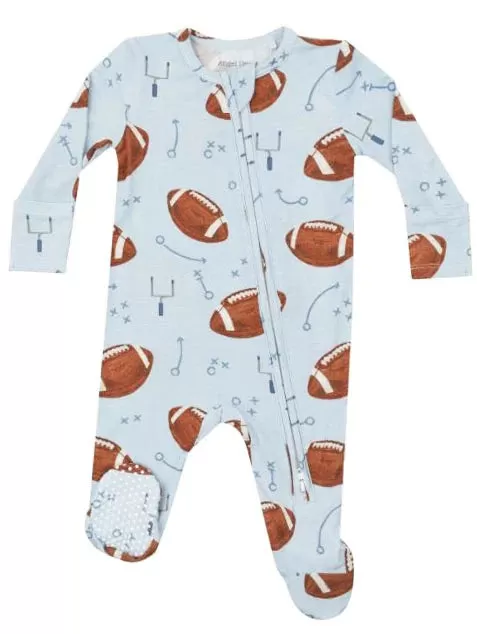 Angel Dear - Blue Footballs Zipper Footie