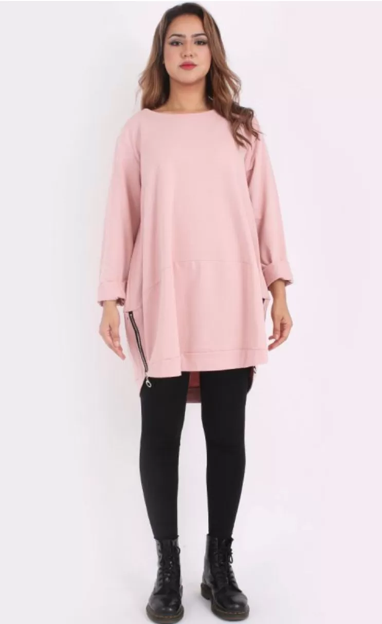 Anne   Kate Italian Cotton Zipped Hem Lagenlook Top