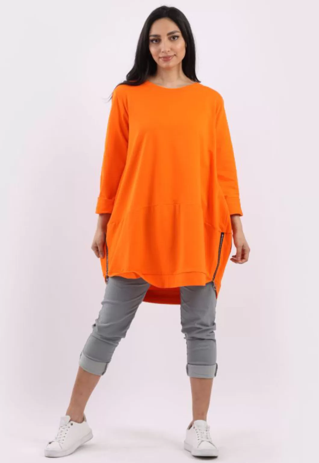 Anne   Kate Italian Cotton Zipped Hem Lagenlook Top