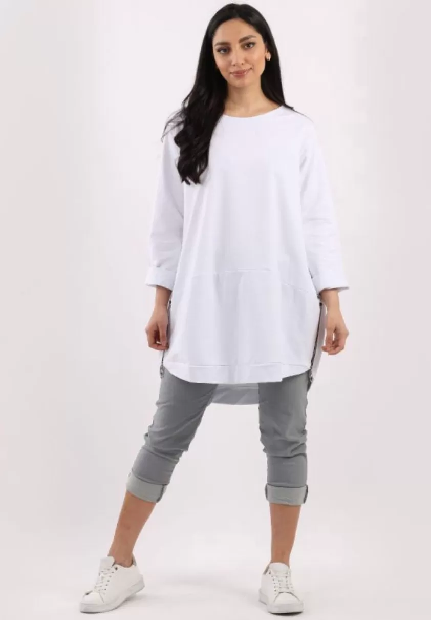 Anne   Kate Italian Cotton Zipped Hem Lagenlook Top