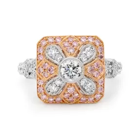 Art Deco Pink and White Diamond Ring