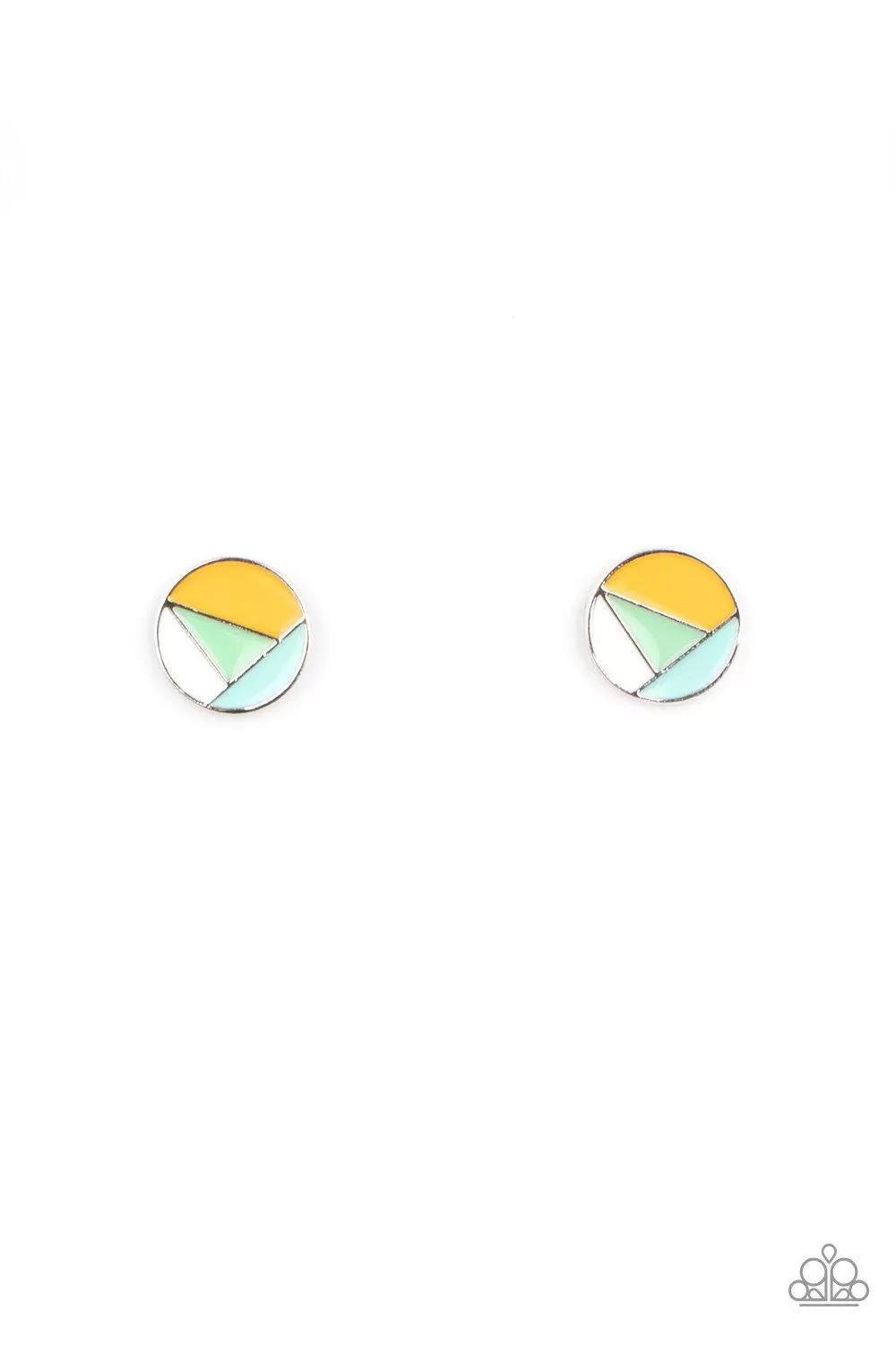 Artistic Expression Multi Green, Blue and Yellow Post Earrings - Paparazzi Accessories