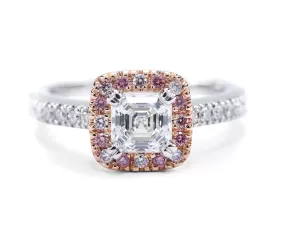 Asscher cut pink diamond ring