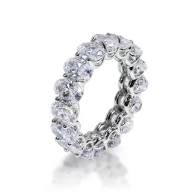 Aubree 8 Carat Oval Cut Diamond Eternity Band in 14k White Gold U-Shape Shared Prong