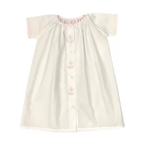 Auraluz Daygown with Pink Trim & Cross Embroidery