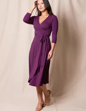 Bamboo / Organic Cotton Wrap Dress - Plum- Large and XL Only