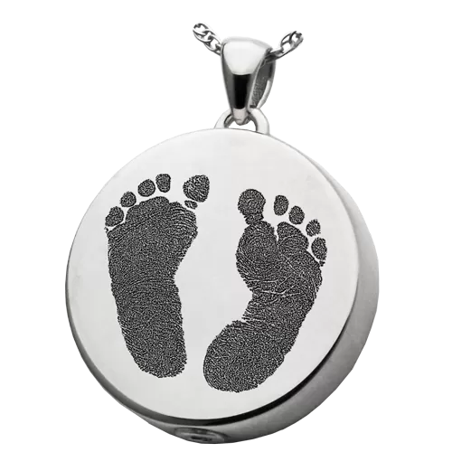 B&B Two Footprints/Handprint Round Pendant