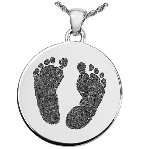 B&B Two Footprints/Handprint Round Pendant