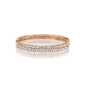 Berkley 11 Carat Baguette Cut Diamond Bangle Bracelet in 14k Rose Gold