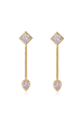 Bezel Crystal Shapes Drop Earrings