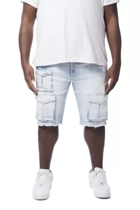 Big and Tall - Rip & Repair Cargo Jean Shorts - Santorini Blue