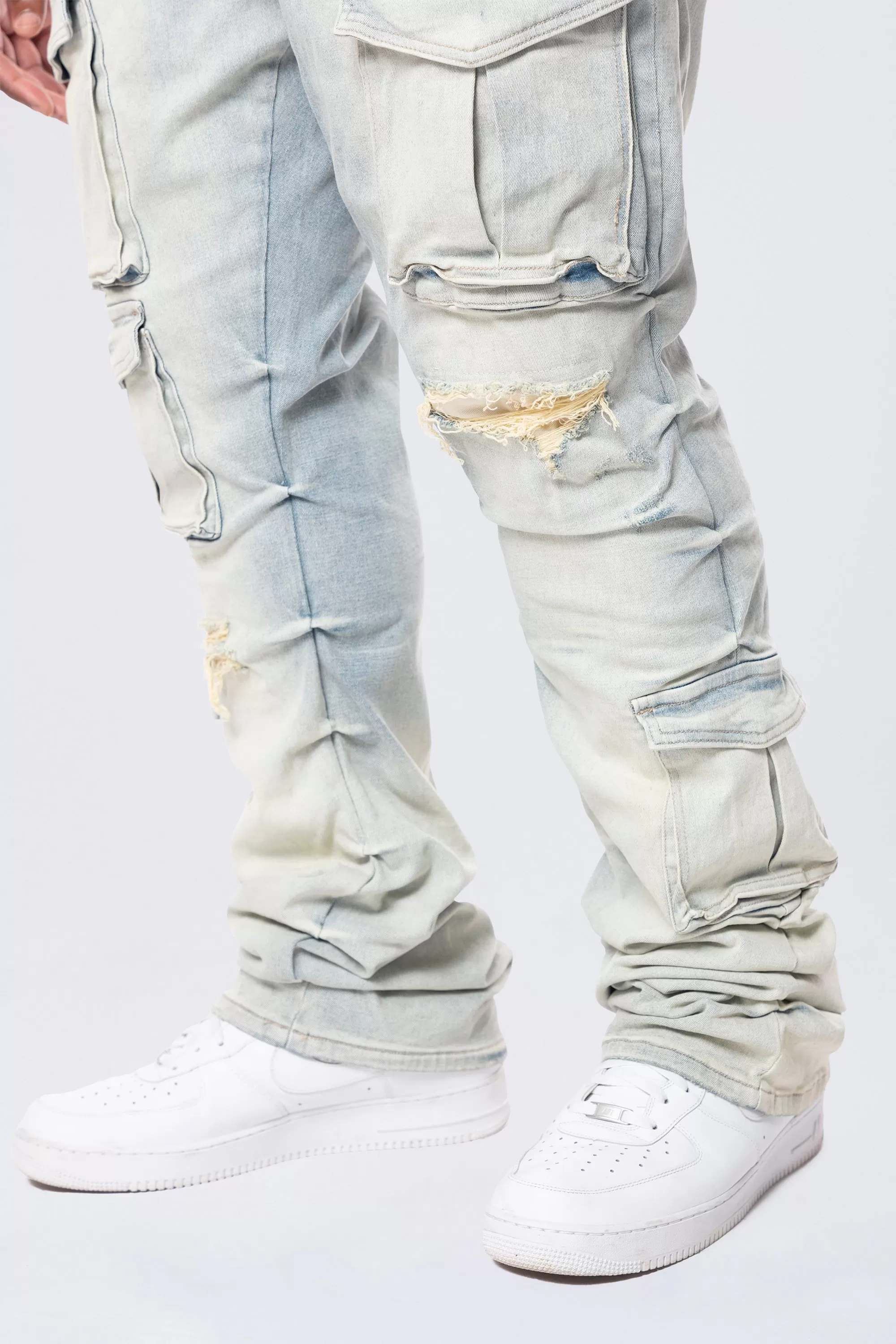 Big and Tall - Stacked Utility Pocket Denim Jeans - Ombre Blue