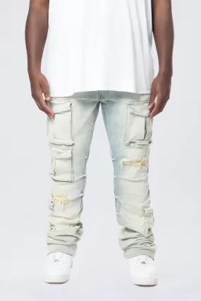 Big and Tall - Stacked Utility Pocket Denim Jeans - Ombre Blue