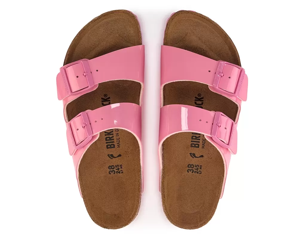 BIRKENSTOCK ARIZONA BIRKO-FLOR PATENT CANDY PINK (W)