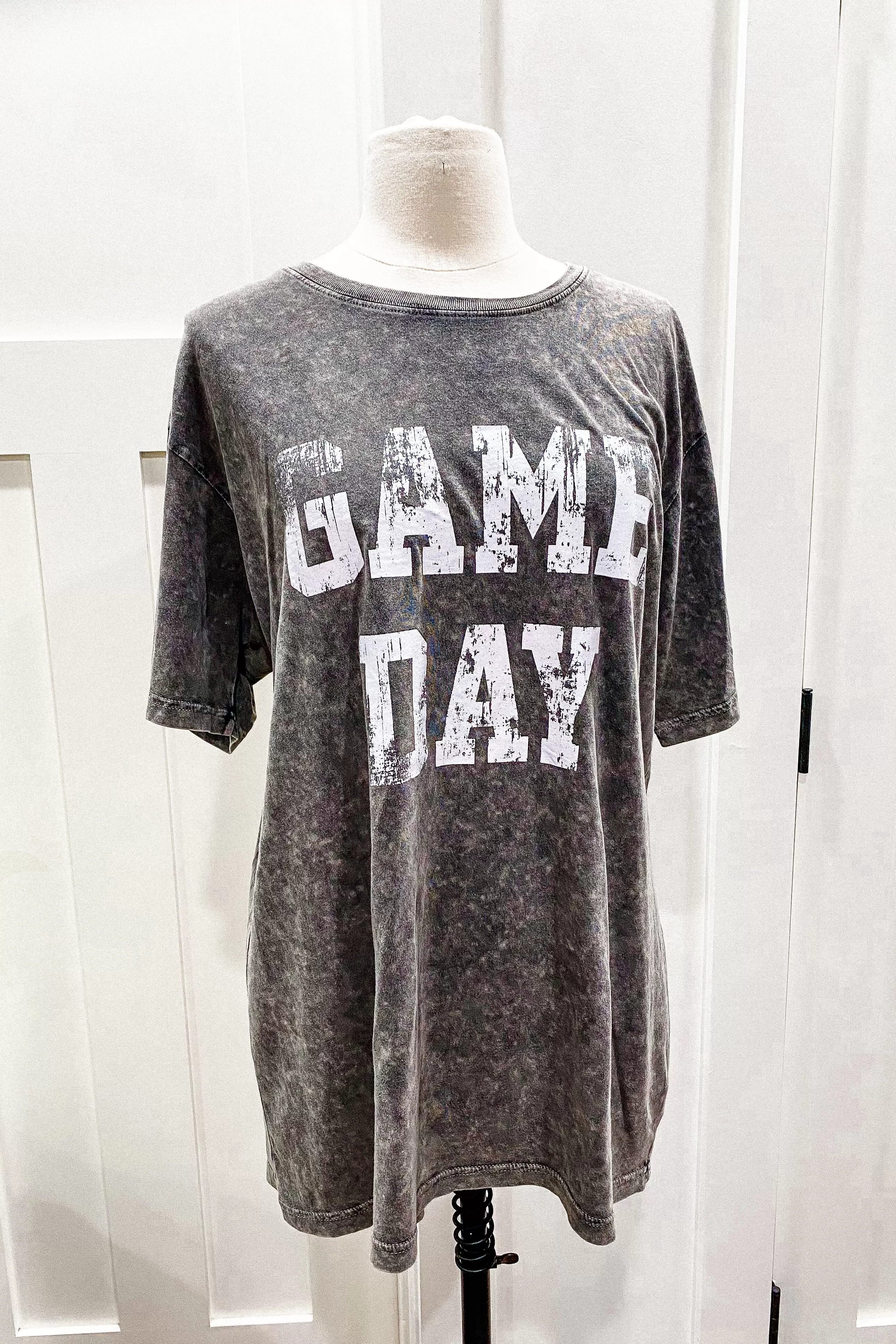 Black Mineral Washed Oversized Game Day Tee