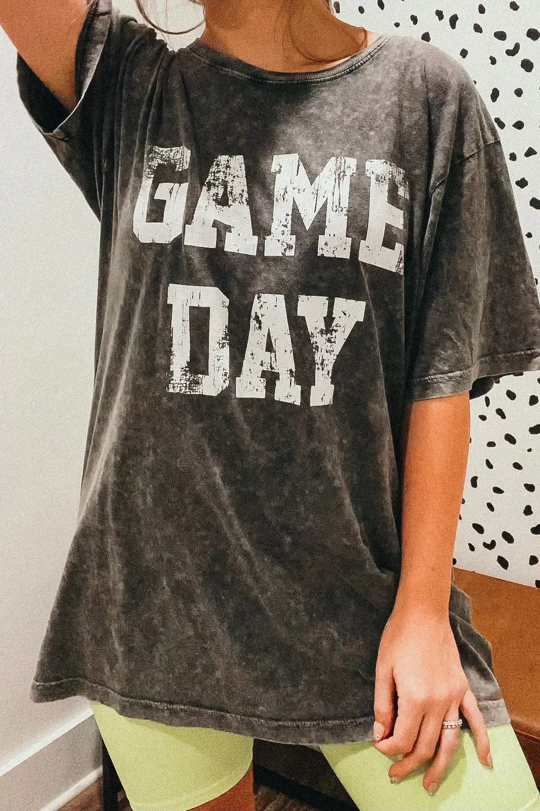 Black Mineral Washed Oversized Game Day Tee