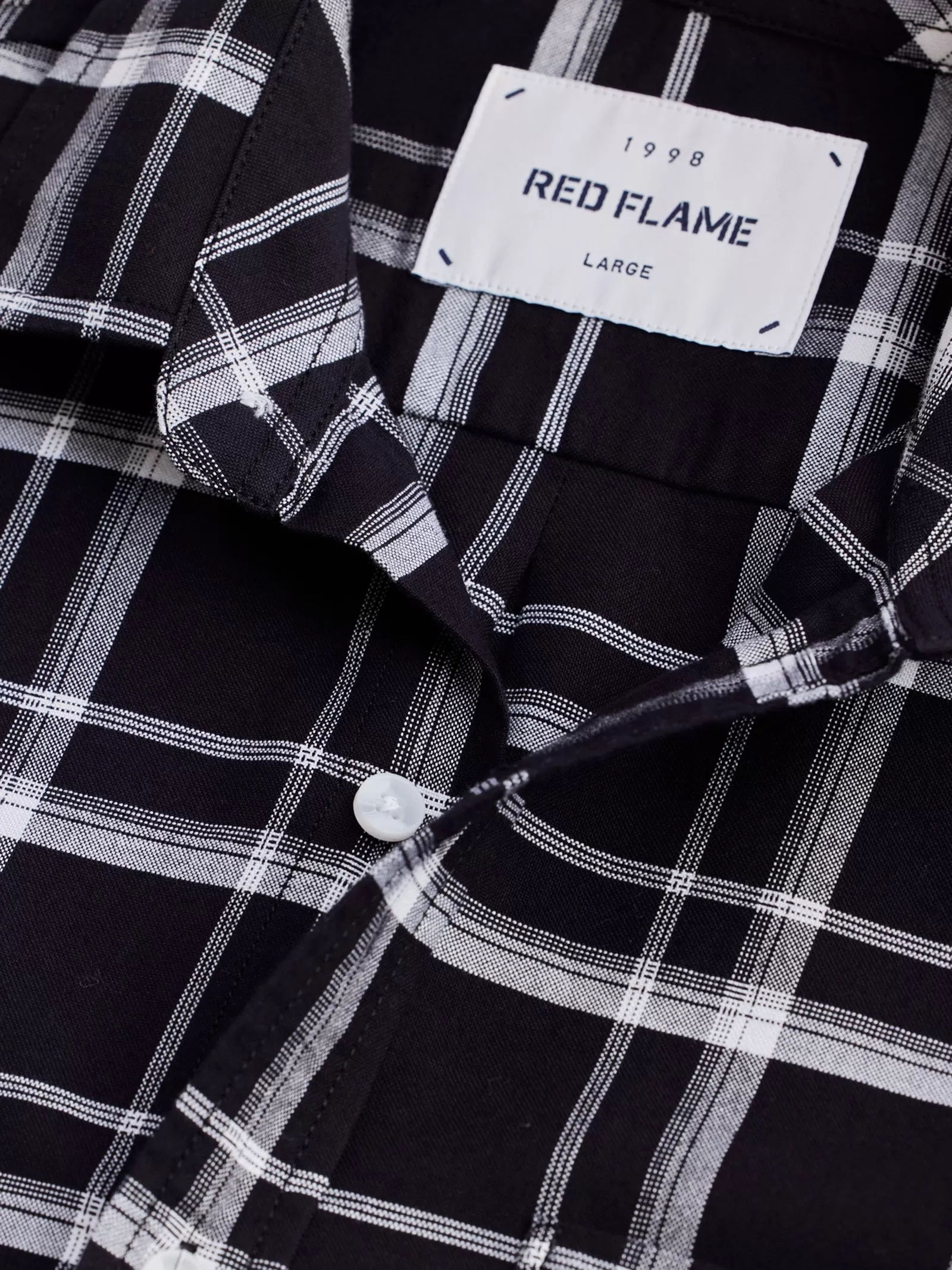 Black Pure Cotton Checked Shirt