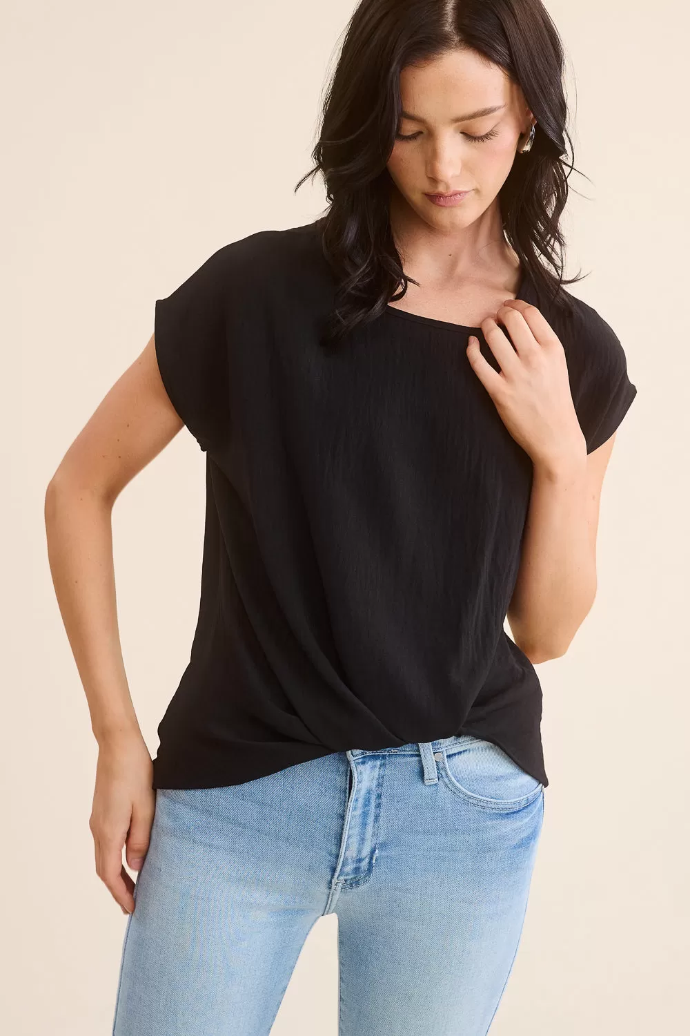 Black Twist Knot Top