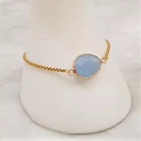 Blue Chalcedony Jeweled Slider Bracelet