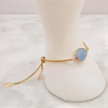 Blue Chalcedony Jeweled Slider Bracelet