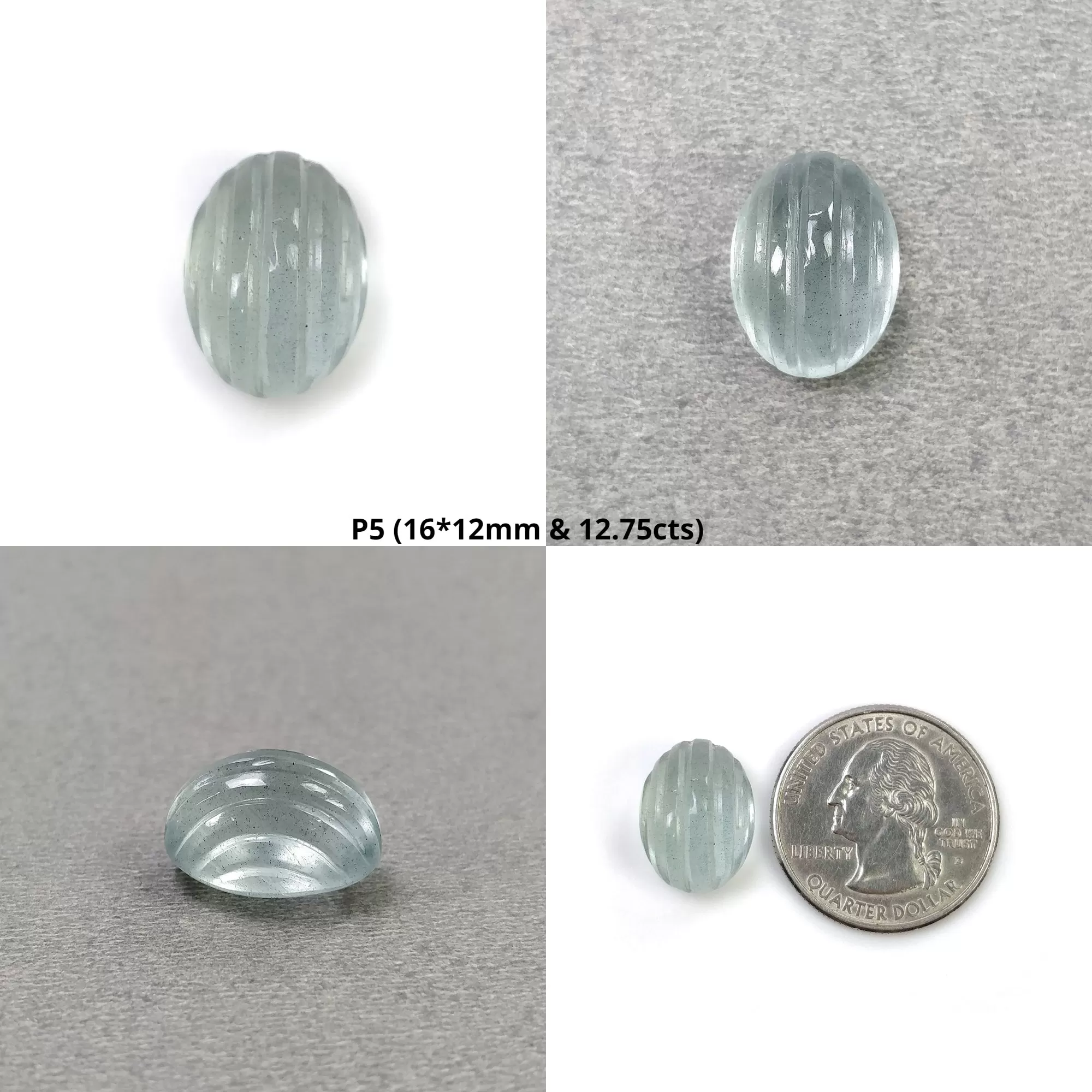 Blue Green AQUAMARINE Gemstone Carving : Natural Untreated Hand Carved Oval & Round Shape