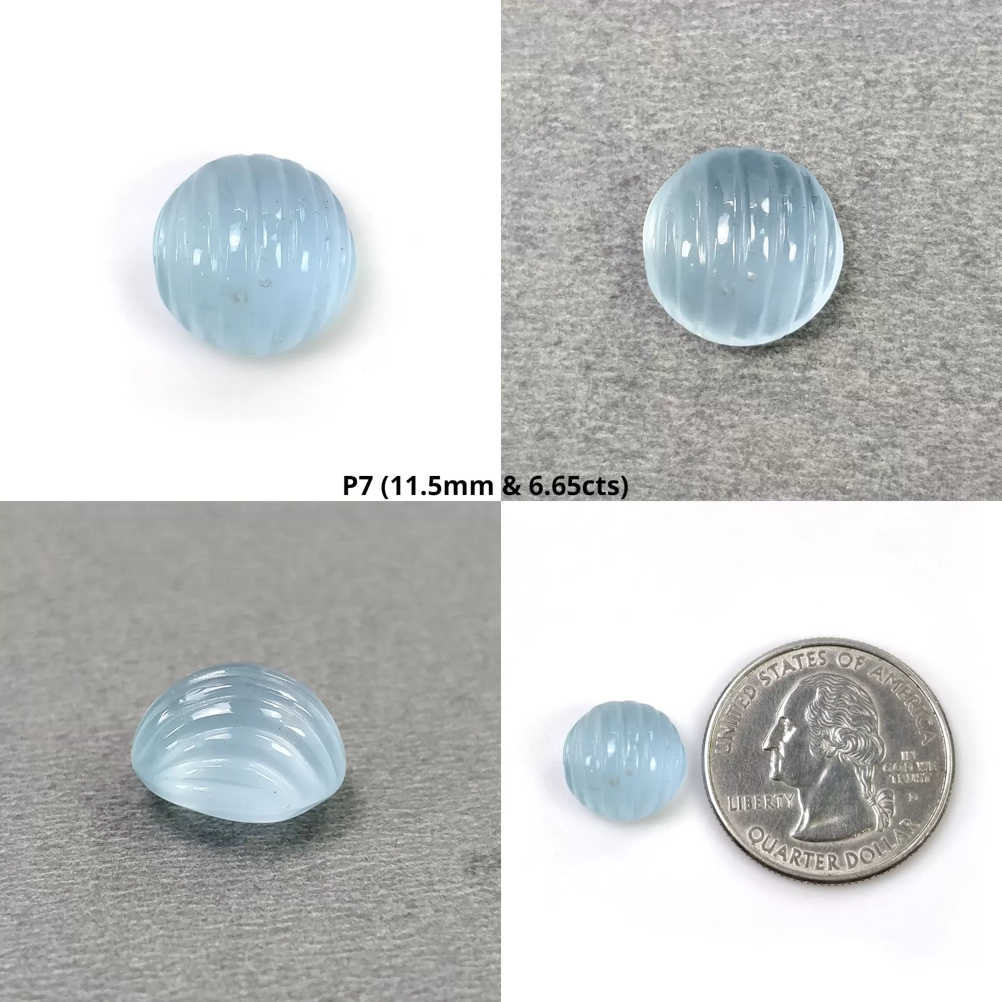 Blue Green AQUAMARINE Gemstone Carving : Natural Untreated Hand Carved Oval & Round Shape