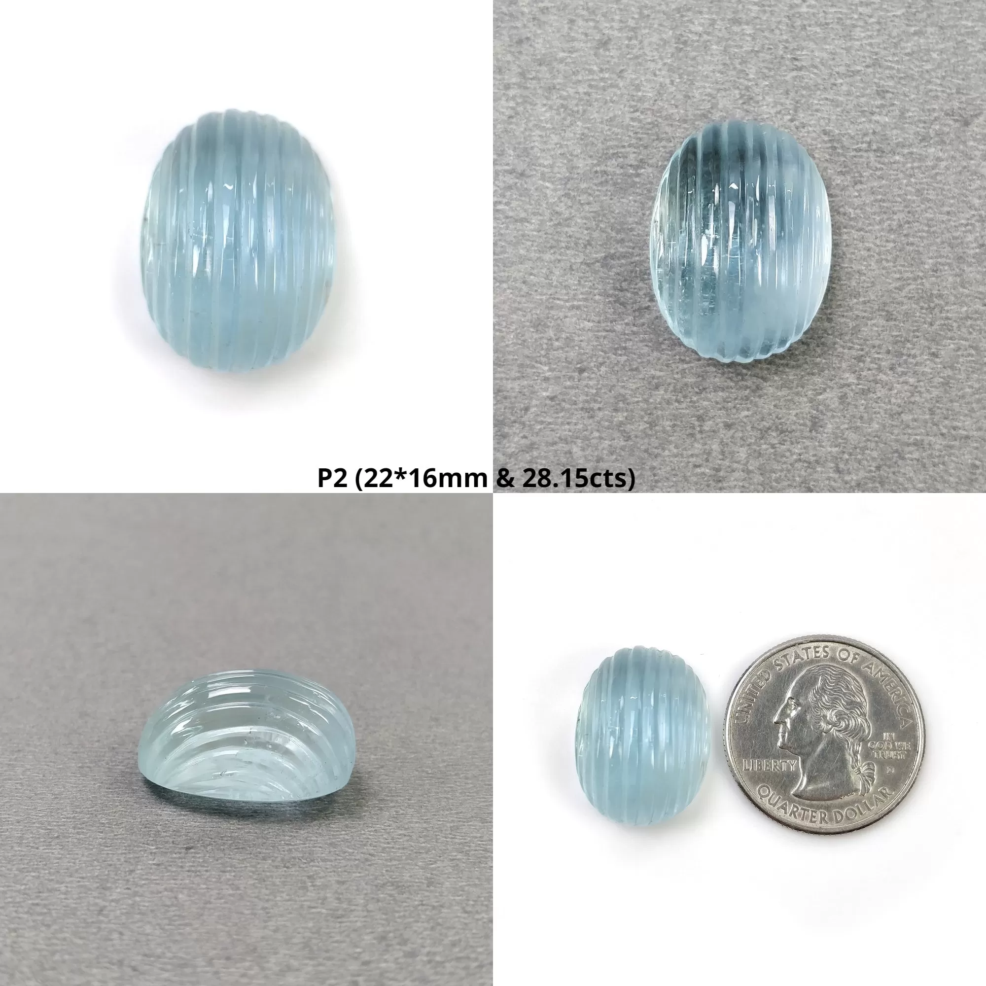 Blue Green AQUAMARINE Gemstone Carving : Natural Untreated Hand Carved Oval & Round Shape