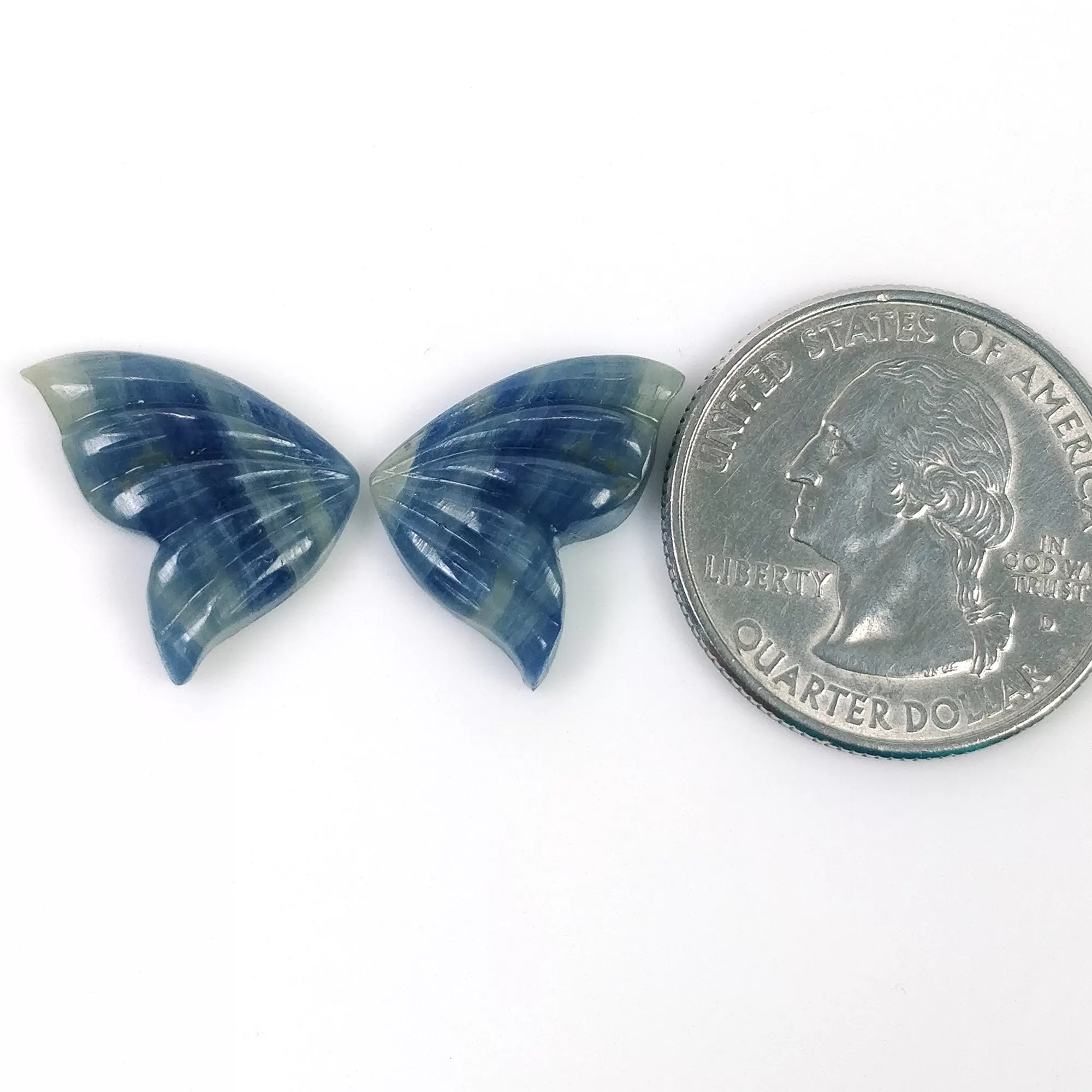 BLUE SAPPHIRE Gemstone Carving September Birthstone : 17.05cts Natural Untreated  Sapphire Hand Carved BUTTERFLY 18*12mm Pair