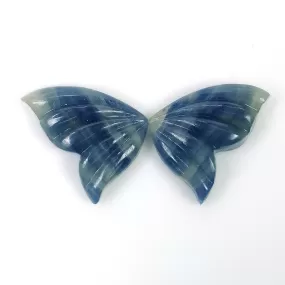 BLUE SAPPHIRE Gemstone Carving September Birthstone : 17.05cts Natural Untreated  Sapphire Hand Carved BUTTERFLY 18*12mm Pair