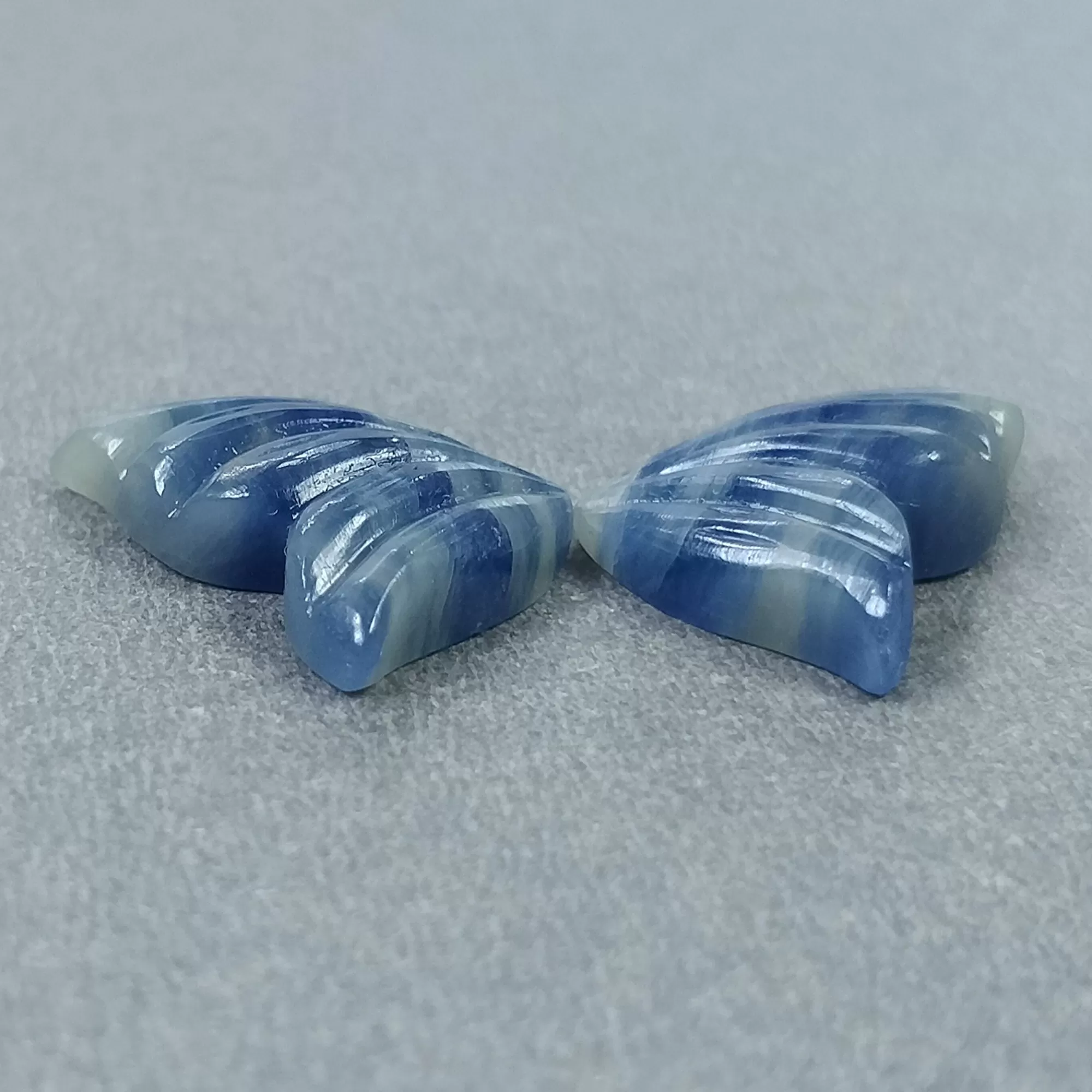 BLUE SAPPHIRE Gemstone Carving September Birthstone : 17.05cts Natural Untreated  Sapphire Hand Carved BUTTERFLY 18*12mm Pair