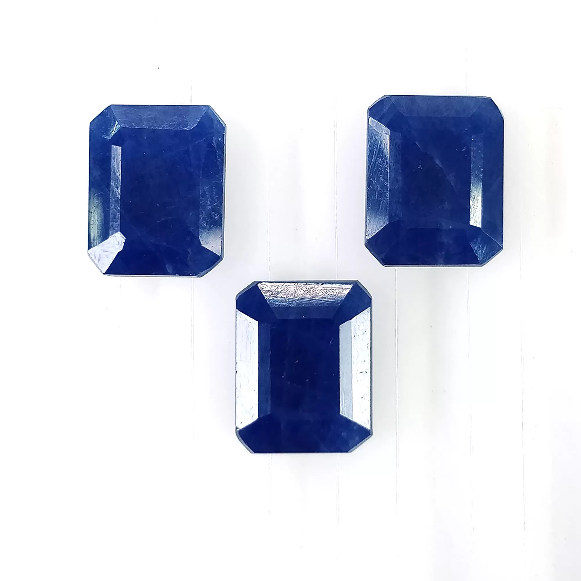 BLUE SAPPHIRE Gemstone Cut September Birthstone : 13.25cts Natural Untreated Unheated Sapphire Normal Cut Rectangle Shape 10*8mm 3pcs