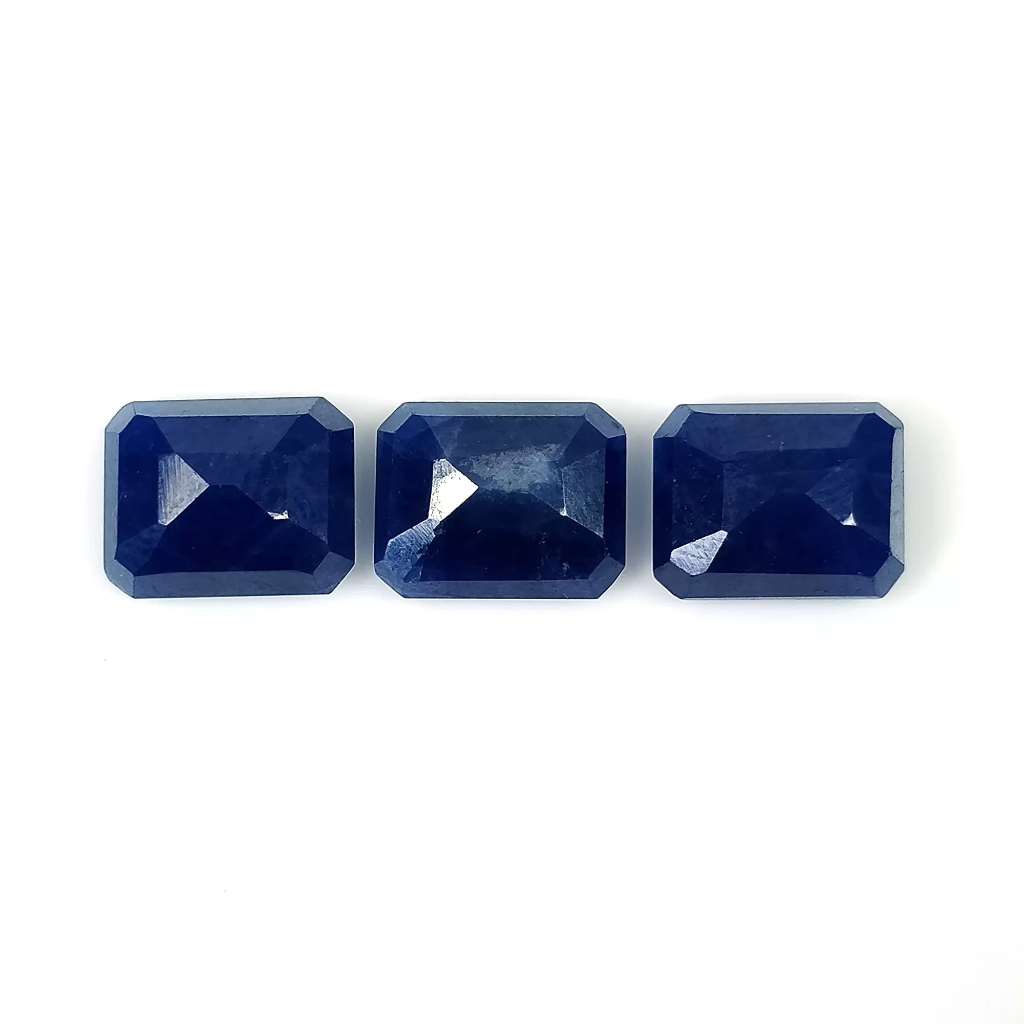 BLUE SAPPHIRE Gemstone Cut September Birthstone : 13.25cts Natural Untreated Unheated Sapphire Normal Cut Rectangle Shape 10*8mm 3pcs