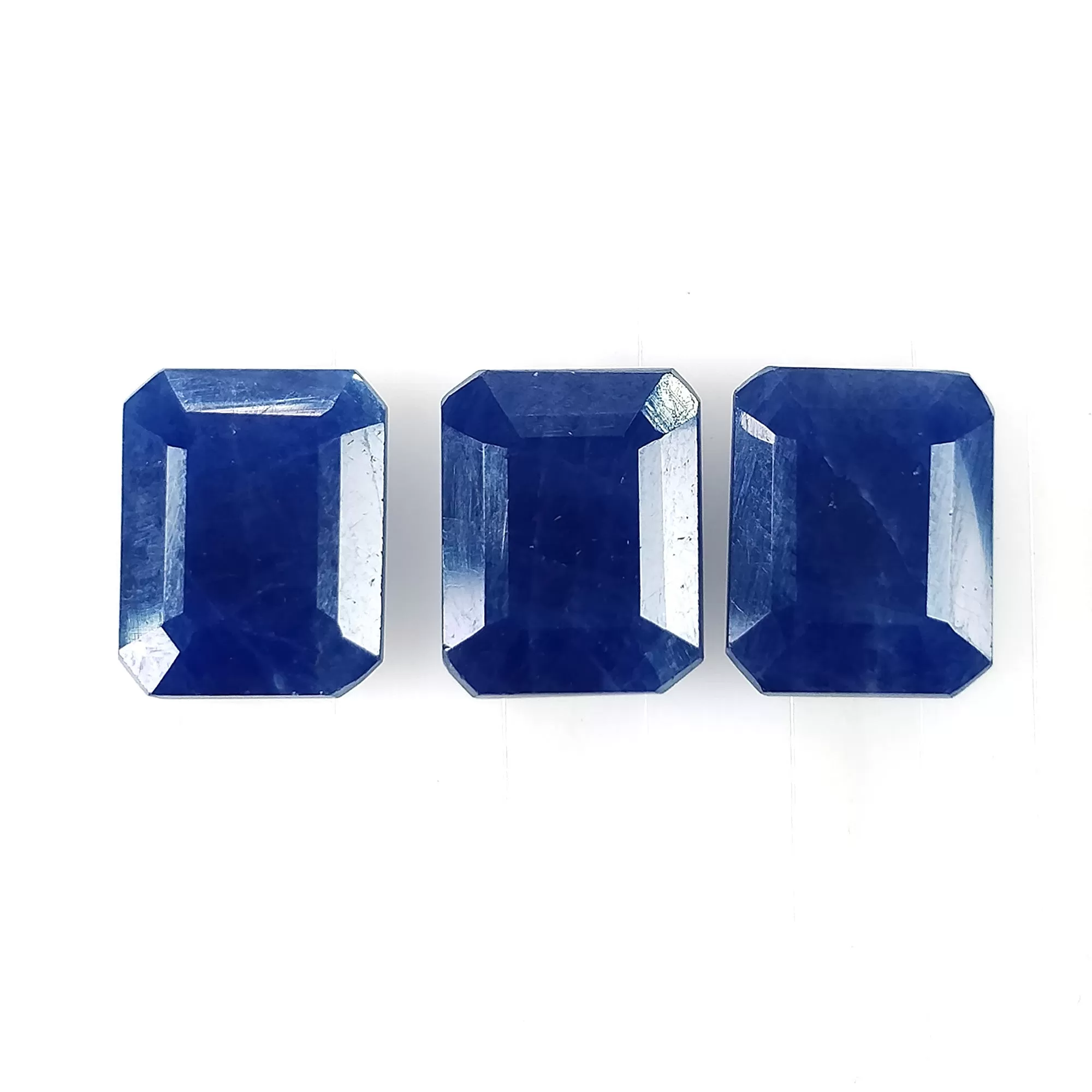 BLUE SAPPHIRE Gemstone Cut September Birthstone : 13.25cts Natural Untreated Unheated Sapphire Normal Cut Rectangle Shape 10*8mm 3pcs