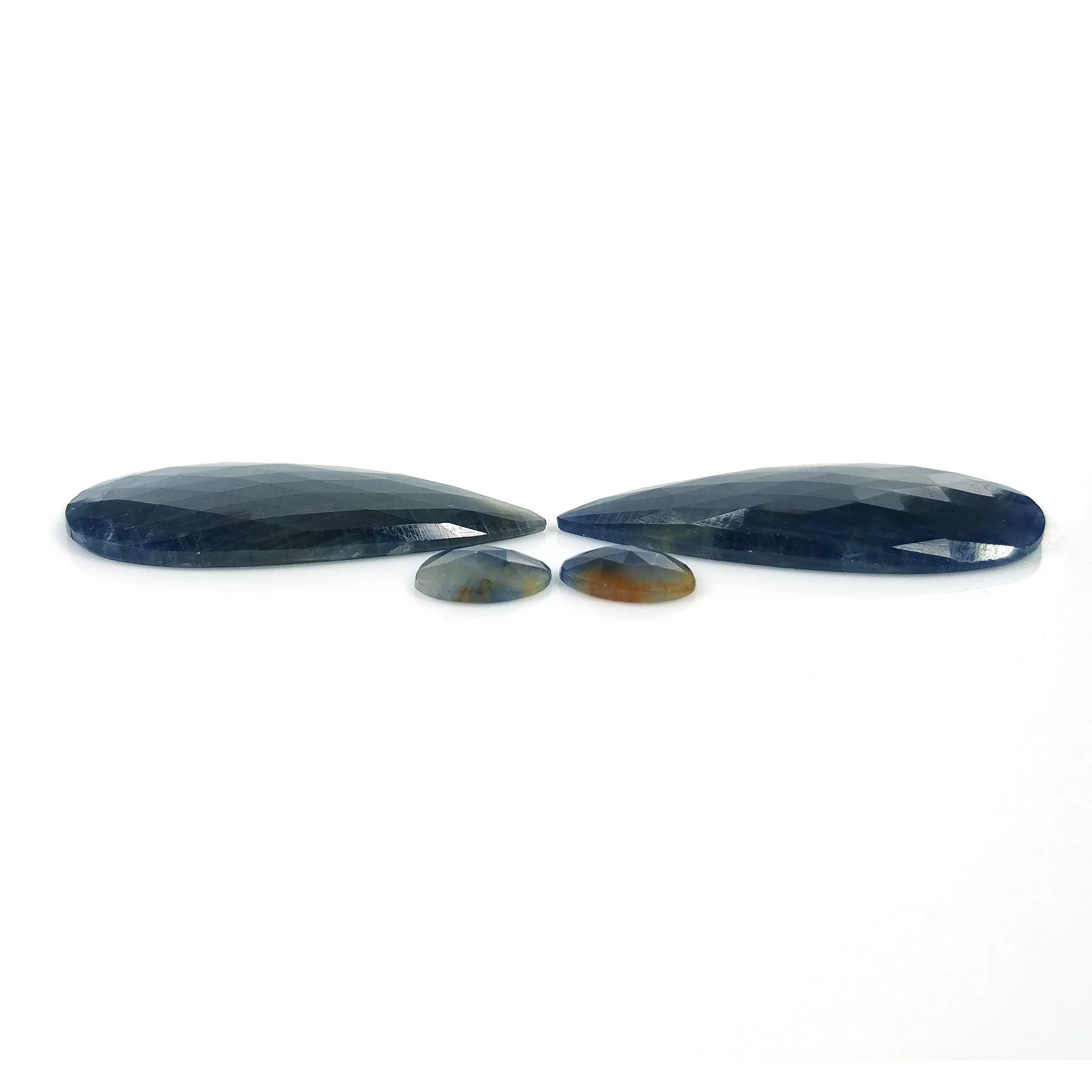 BLUE SAPPHIRE Gemstone Rose Cut : 69.45cts Natural Untreated Unheated Sapphire Pear Shape 11*8.5mm - 42*19.5mm 4pcs