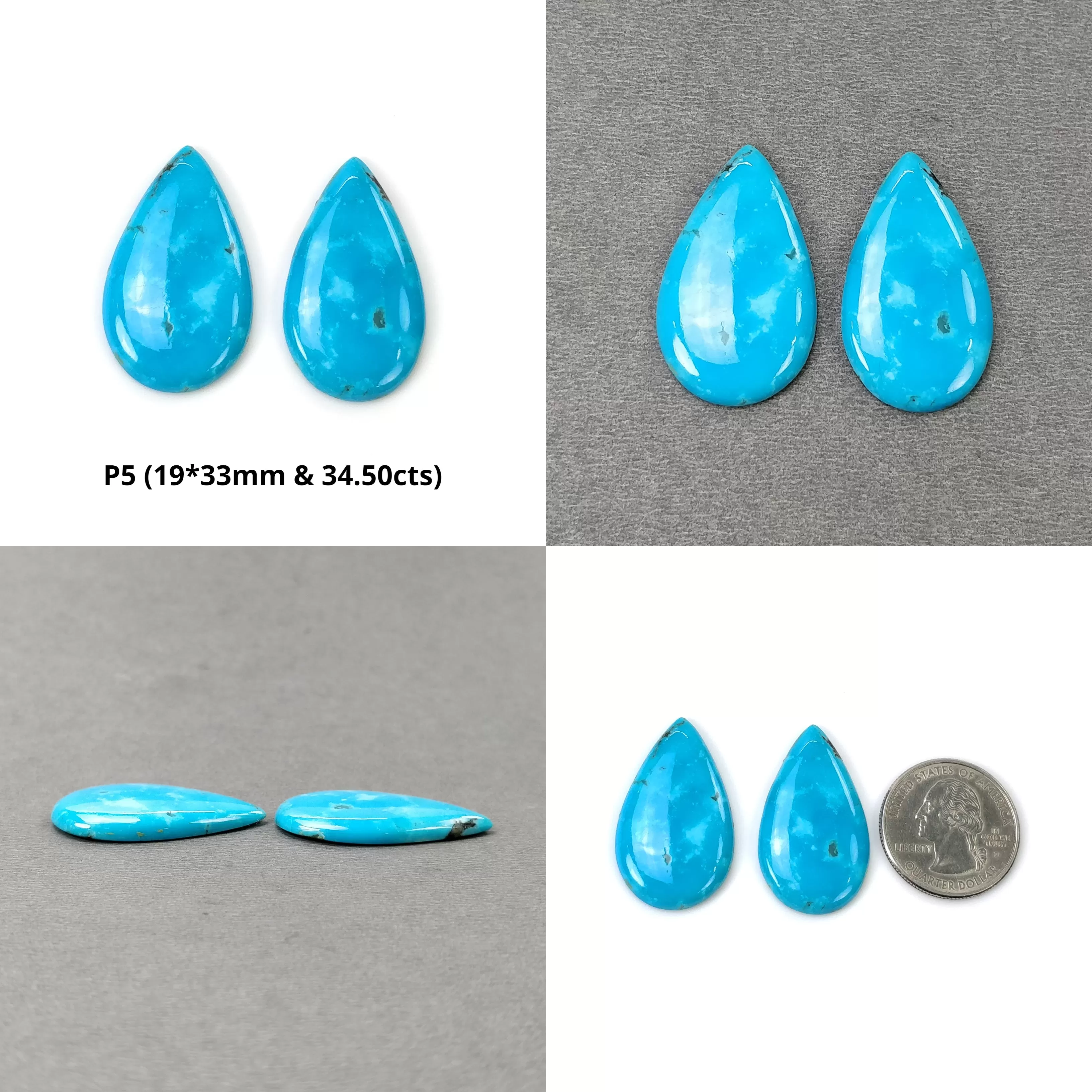 Blue TURQUOISE Gemstone Cabochon : Natural Untreated Sleeping Beauty Turquoise Oval, Uneven Shape 19*33mm - 37*43mm 1pc & Pair