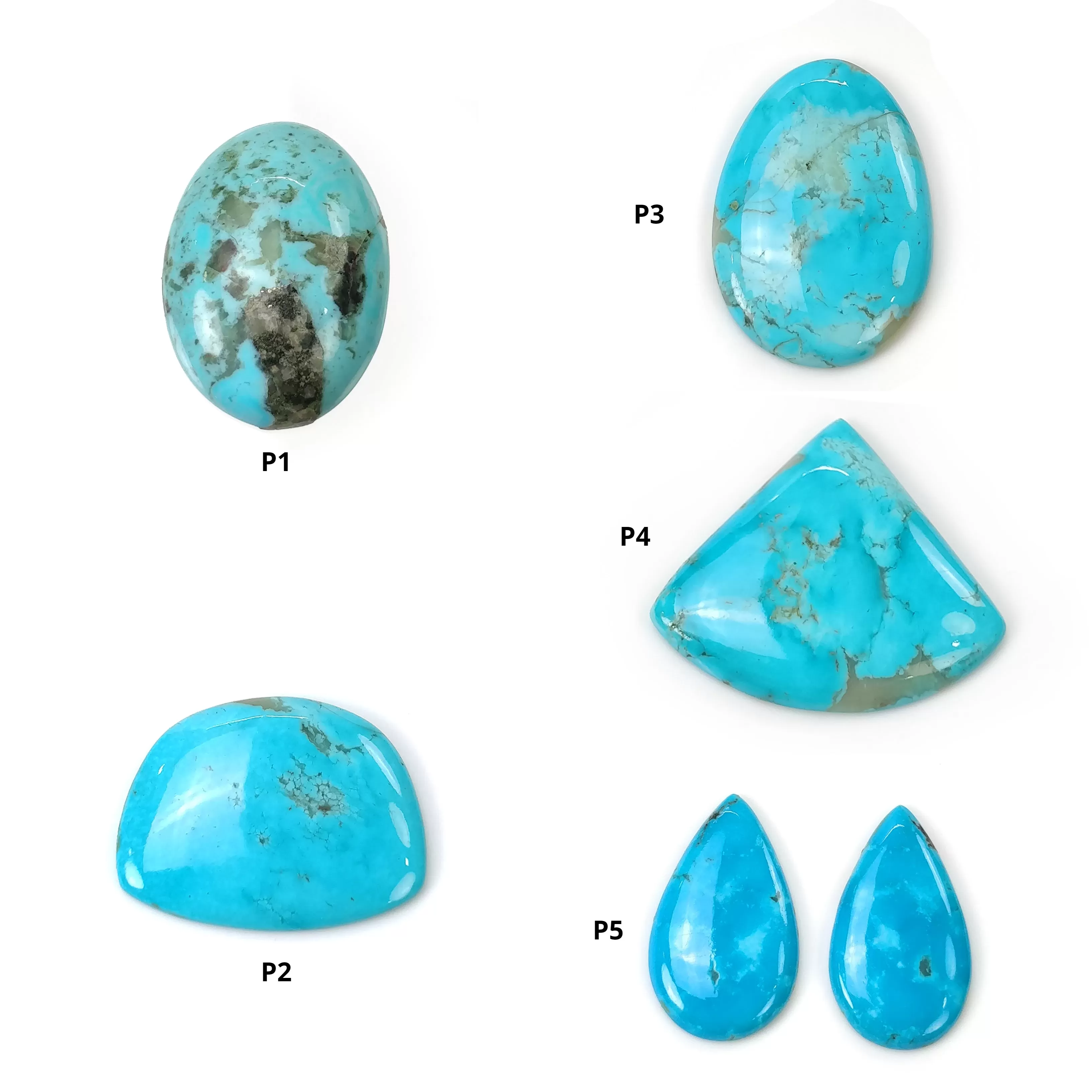 Blue TURQUOISE Gemstone Cabochon : Natural Untreated Sleeping Beauty Turquoise Oval, Uneven Shape 19*33mm - 37*43mm 1pc & Pair