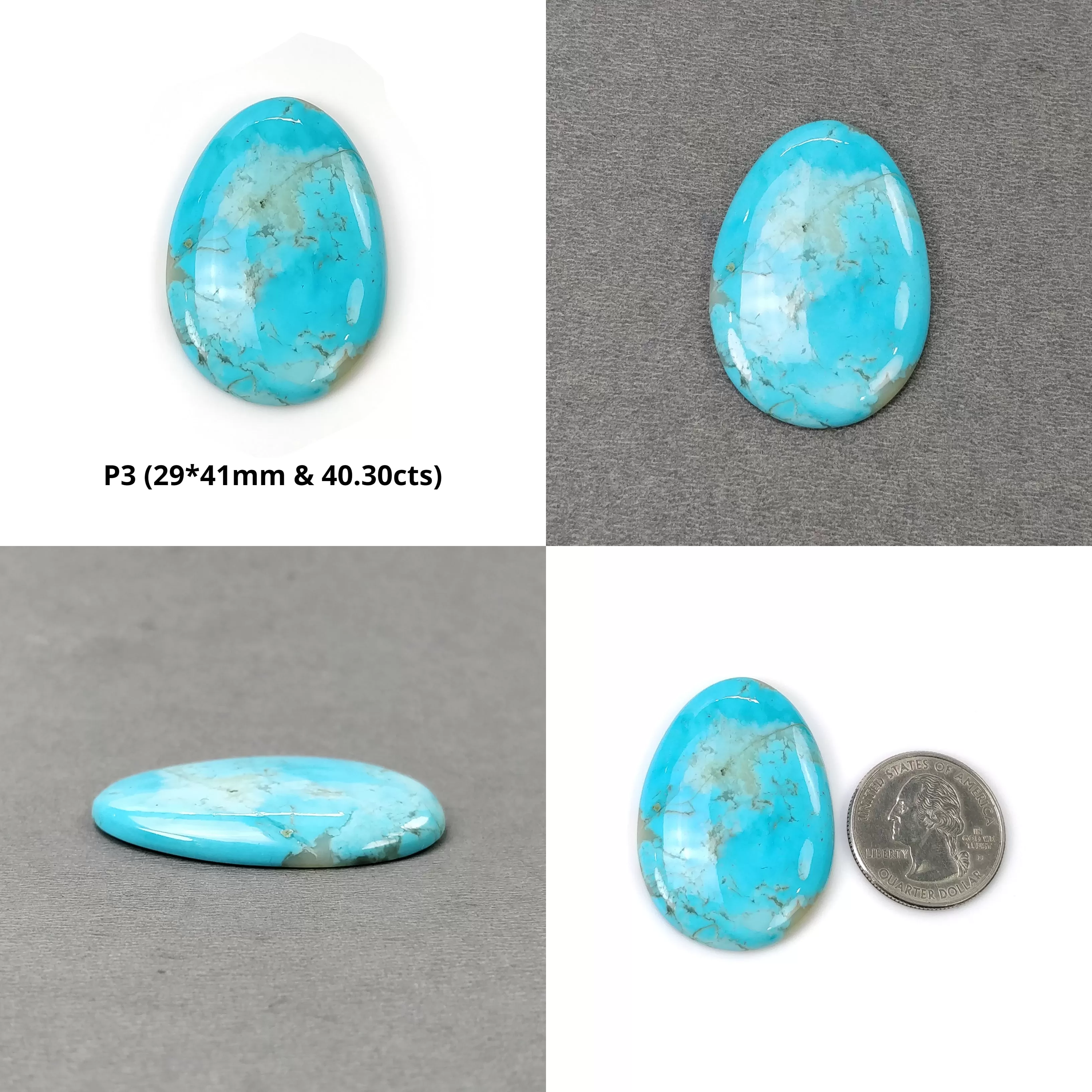 Blue TURQUOISE Gemstone Cabochon : Natural Untreated Sleeping Beauty Turquoise Oval, Uneven Shape 19*33mm - 37*43mm 1pc & Pair